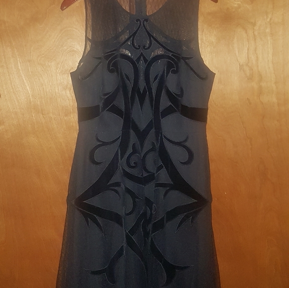 BCBGMAXAZRIA Black Velvet Appliqué Dress - Picture 7 of 7